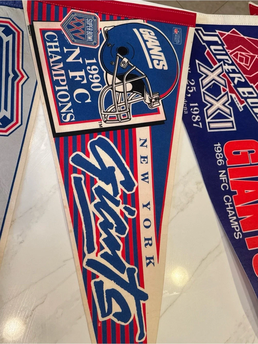NFL New York Giants Vintage Super Bowl & NFC Champion Pennant Set  1987 Vintage